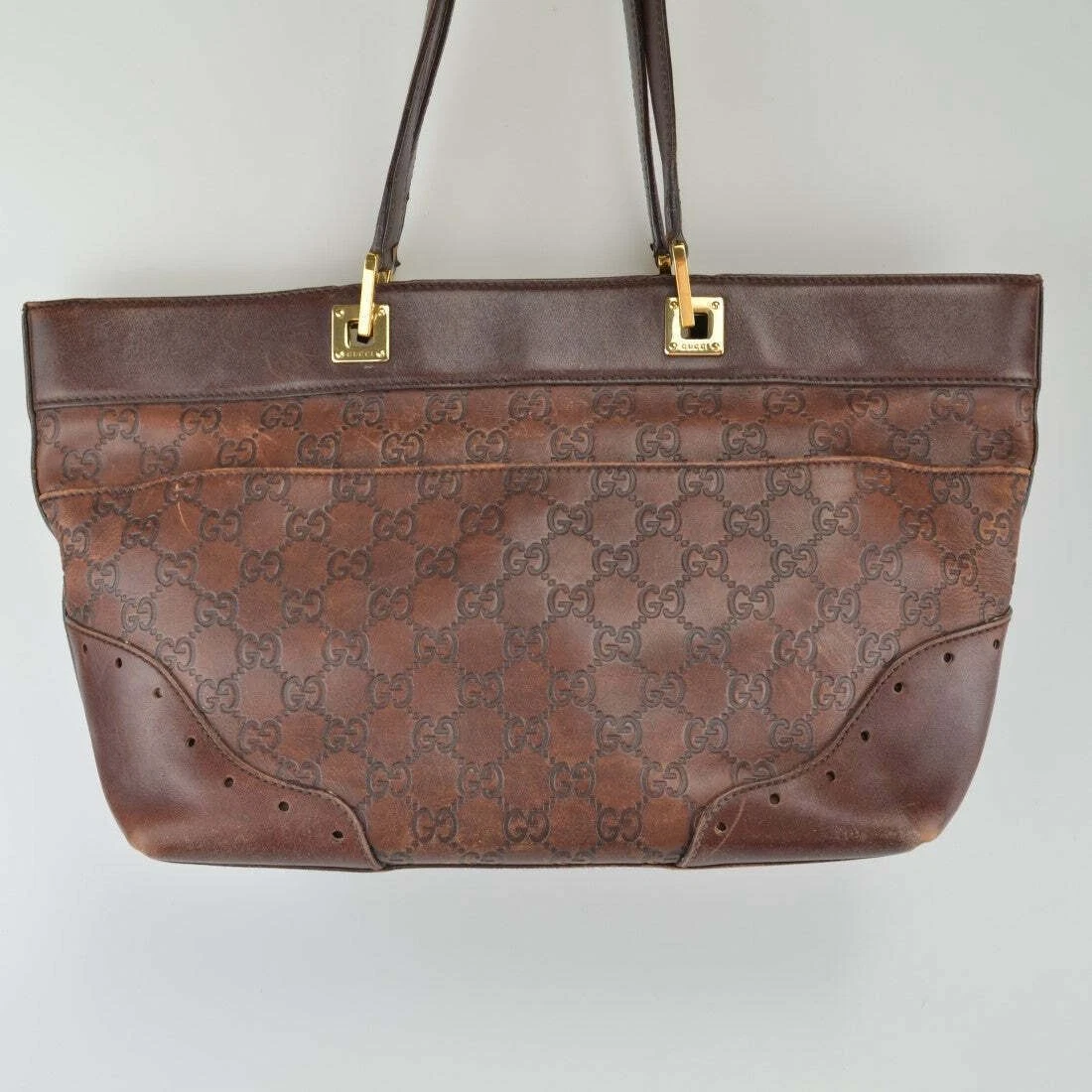 Gucci Vintage - GG Imprime Crossbody Bag - Brown - Leather Handbag