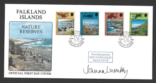 Falkland islands cover signed by Joanna Lumley, with insert. ref A643