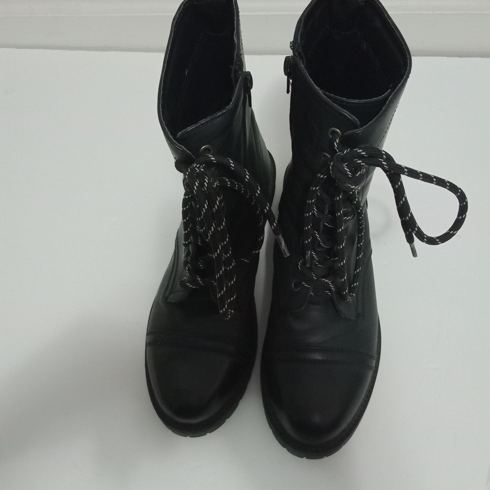 SAOLA Stivali Madden Ragazza Neri 8 Combat Goth Ecopelle Stivali Zip Suola Angola Caviglia