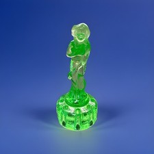 Vintage Cambridge Uranium Glass Bashful Charlotte Draped Nude Lady Flower Frog