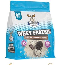 Muscle Moose Whey Protein Powder Cookies & Cream 900g Low Sugar Muscle Gain UK 24.99 per kilo