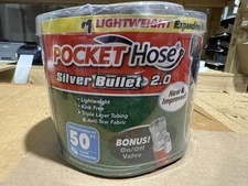 Pocket Hose 50 Ft  Silver Bullet 2.0 Expandable Water Hose w/ Removable Nozzle