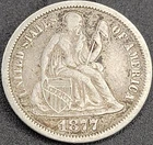 1877 CC Carson City Mint Silver Seated Liberty Dime Nice Mid Grade+ Full Liberty