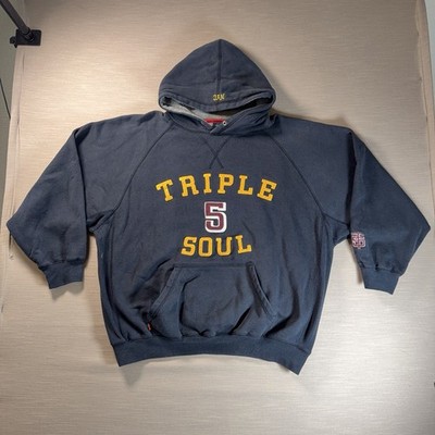 Triple Five Soul TFS Embroidered Hoodie XL Y2K Streetwear Navy Spell Out VTG