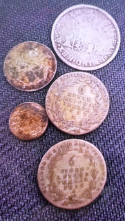 Lot 5 Pièces de Monnaie étrangère ARGENT Bavière Prusse Autriche Mexique Espagne