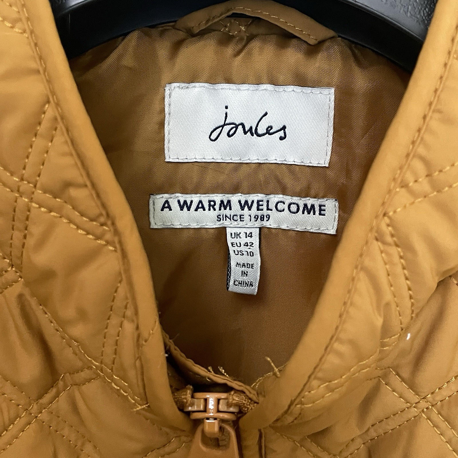 Joules Diamond Quilted Golden Minx Puffer Vest Size 10 Preppy Equestrian Mustard