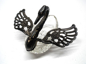 VINTAGE STERLING SILVER SALT CELLAR SWAN TRINKET DISH 935 *