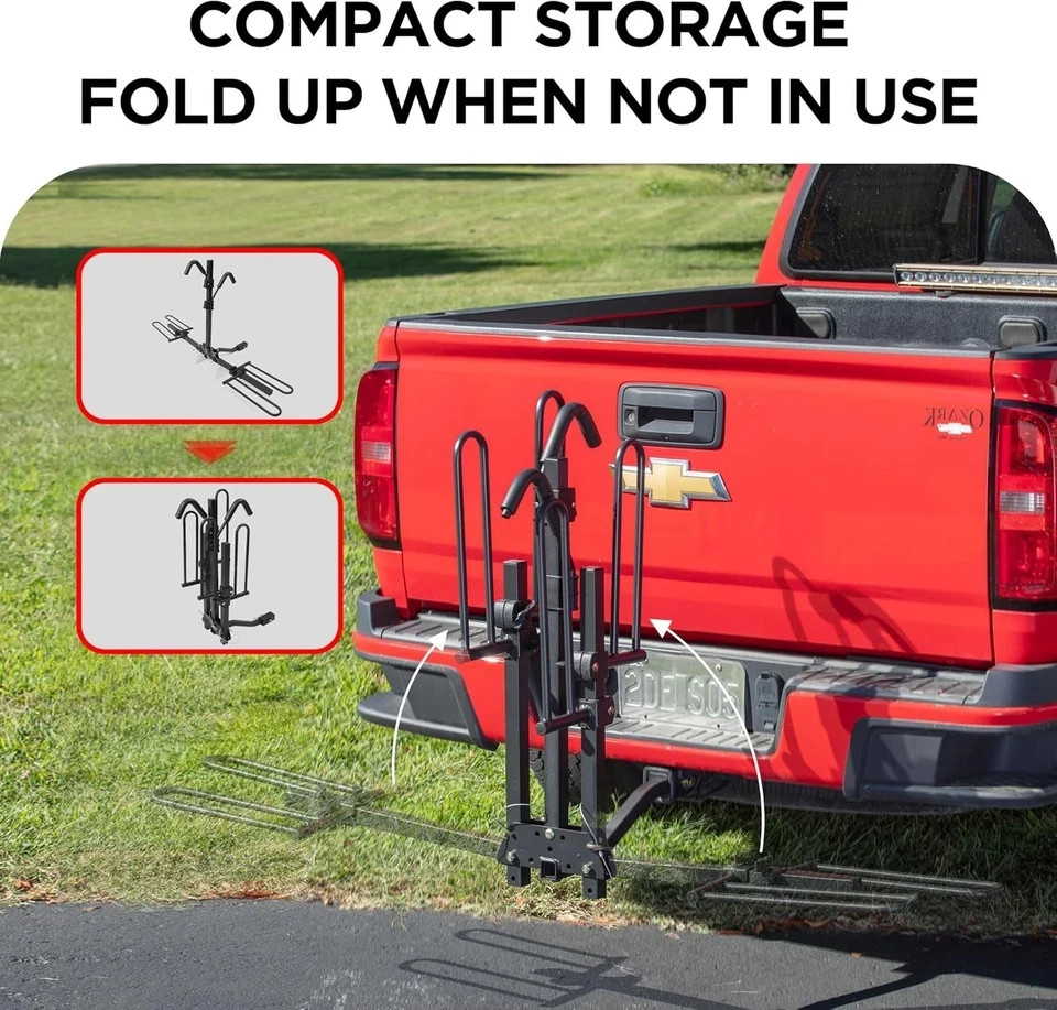2 Bike Rack Carrier Vehicle Mount Truck Hitch Heavy Duty Folding w/ Lock NEW