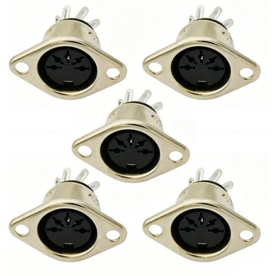 5,DIN Female Jack Cable Connector adapter 5 Pin plug panel mount solder type