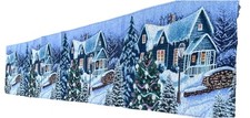 Christmas Village Night Time Christmas Tree Snow Table Runner 13 x 69