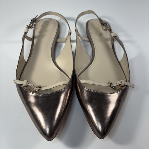 Coach Leather Slingback Flats Buckle Pointed Toe Women's Shoes 10 B - Afbeelding 3 van 5