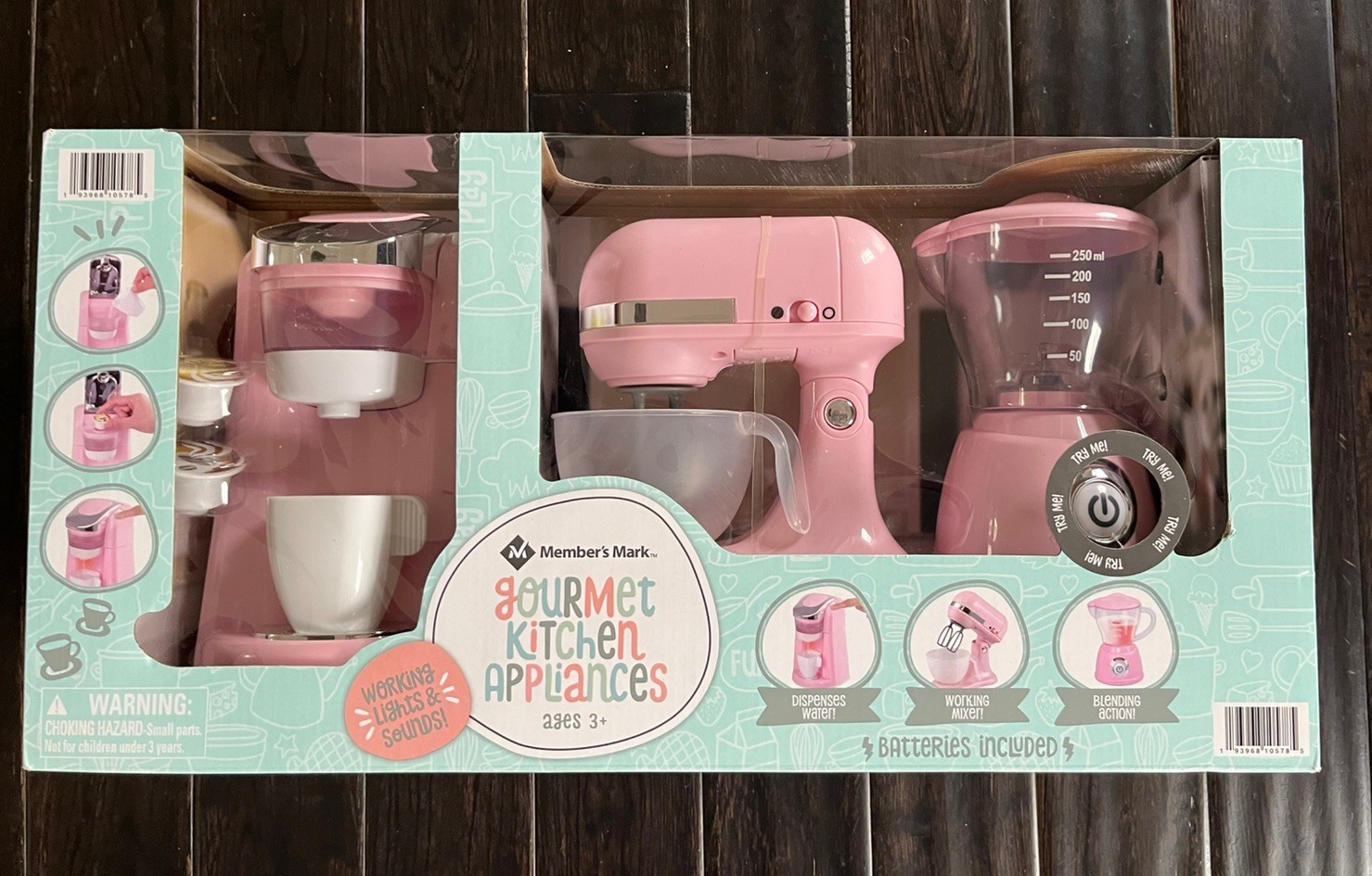 Member's Mark Gourmet Kitchen Appliance Playset  Pink Blender Mixer Coffee Maker