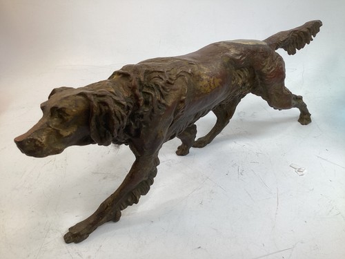16” Vintage Bronze Pointer Dog Statue antique heavy (N6) free shipping