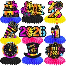 New Years Party Honeycomb Centerpieces 12Pcs Happy 2026 New Year Table Center...