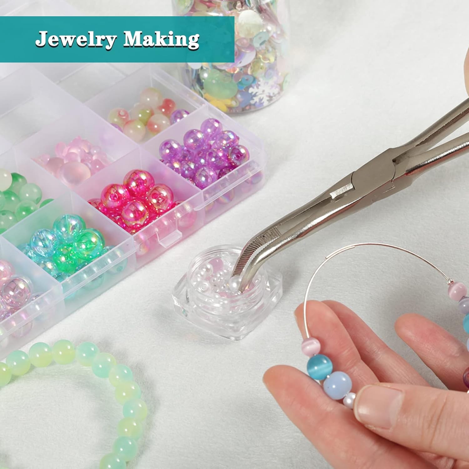 SPEEDWOX Long Reach Needle Nose Pliers with Serrated Jaws Bend Blue 