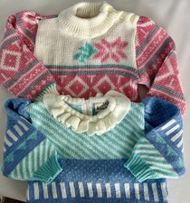 Vintage Baby Togs Sweater Acrylic 2T Toddler Fair Isle Knit Girls 80's 90's