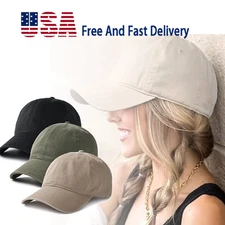 Cotton Baseball Cap Ball Dad Hat Adjustable Plain Solid Washed Men Washed