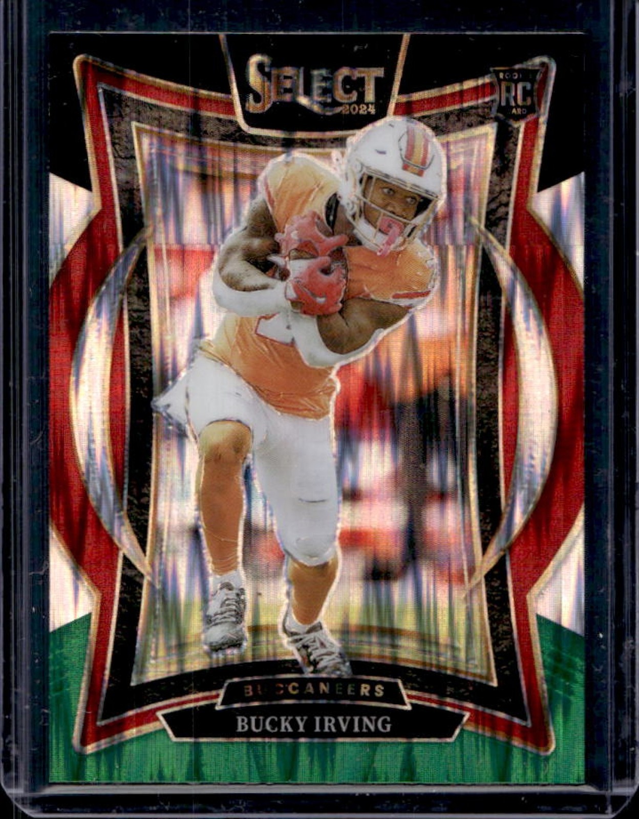 2024 Select Bucky Irving Concourse RC Black and Green Prizm Shock #4 Buccaneers