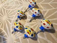 6-Pack Multicolor Round Ceramic Cabinet Knobs Glossy Traditional w/ Screws