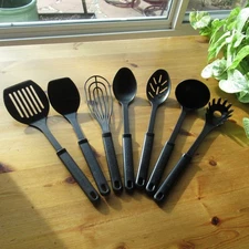 Lot of 7 Calphalon Nylon Turner Spatula Flat Whisk Ladle Cooking Spoons Server