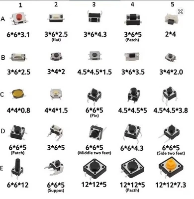 Verschiedene Mikroschalter Taster Takt Touch Schalter SMD DIP Reset Mini Leaf Sw