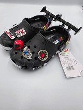 Crocs Kids NASCAR Classic Clog Black Racing Shoes Jibbitz New Minor Defects