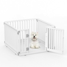Foldable Dog Playpen with Door 4 Panels Indoor Outdoor Pet Fence Puppy