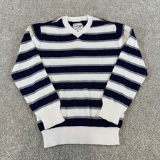 The Children's Place Boys Striped V-Neck Sweater Navy Grey Size S 5/6 Cotton