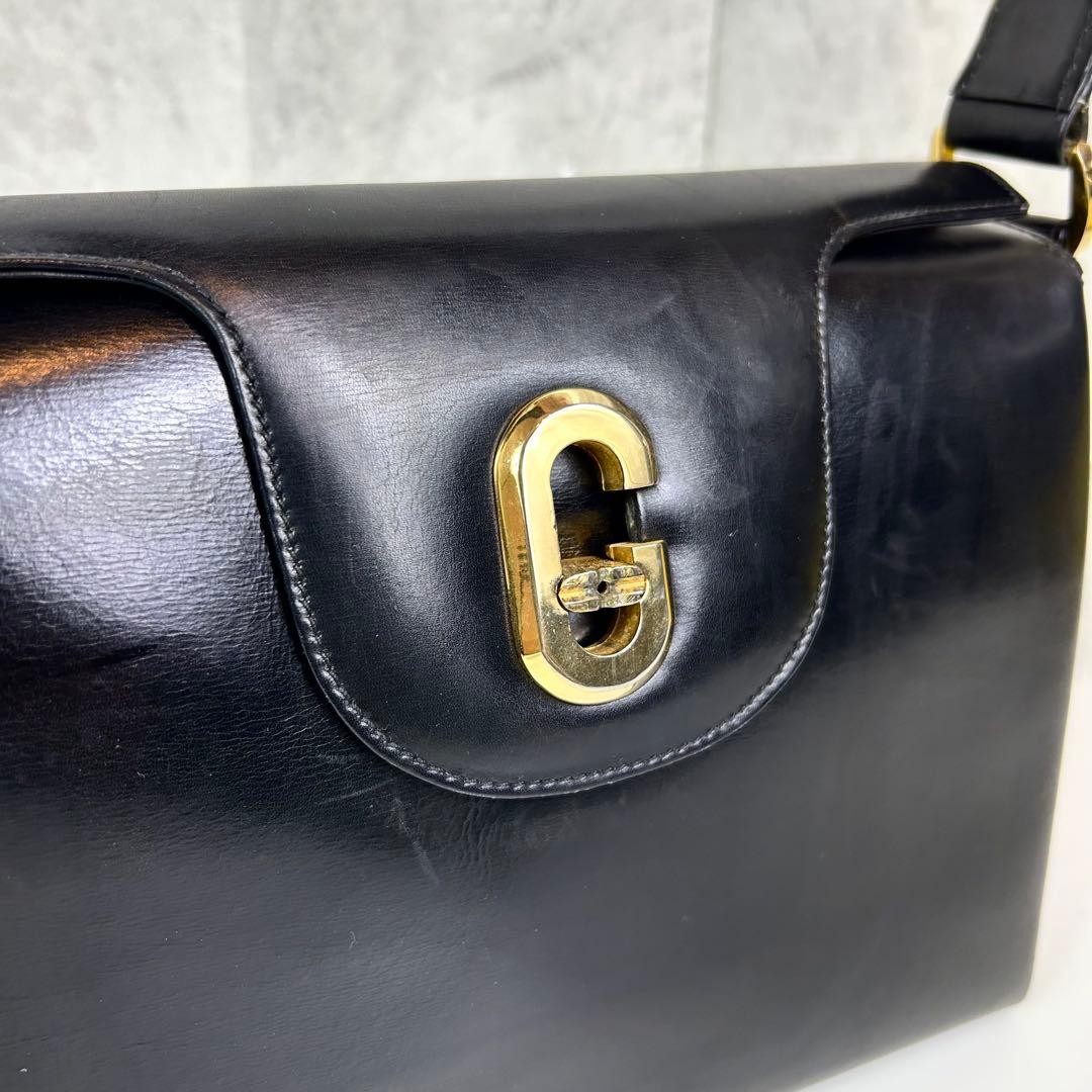 GUCCI Vintage Logo Shoulder bag Black Leather Turn Lock Broken | eBay