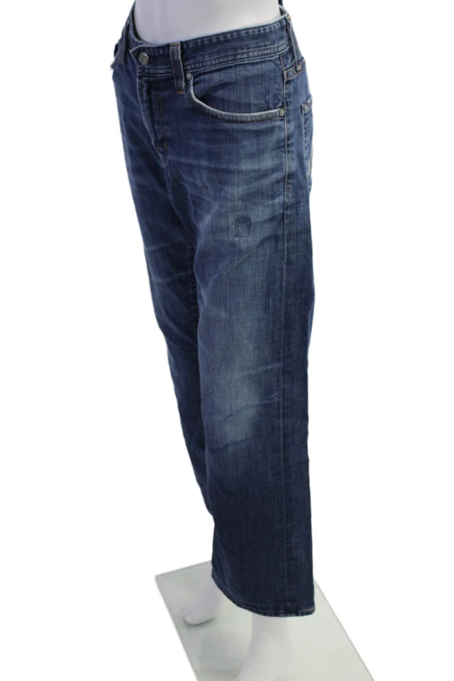 Jeans Adriano Goldschmied feminino algodão com zíper botão perna larga azul tamanho EUR 30 - Imagem 2 de 4