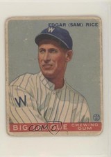 1933 Goudey Big League Chewing Gum R319 Sam Rice Edgar (Sam) Rice #134 HOF n8a