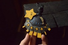 Handmade Sheepskin Leather Spacecraft Bag Pendant Charm Keychain Car Key Fob