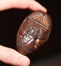 Antique napoleonic maritime treen carved coquilla nut snuff box, 18th century.