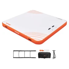VEVOR Inflatable Floating Dock 7x7FT Inflatable Dock Platform Mat with Ladder