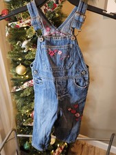 OshKosh Bgosh Vestbak girls flowers denim Overalls One Piece girls Size 18 M