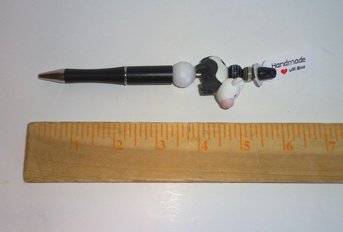 Handmade Cow Fidget Pen Hand-Drilled Figure Black Ink + Refill Farm Kawaii - Picture 2 of 3