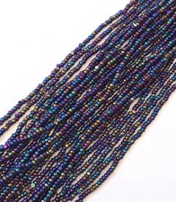 13/0 Charlotte Cut Preciosa Czech Met Purple Iris Glass Seed Beads- 12 Strands
