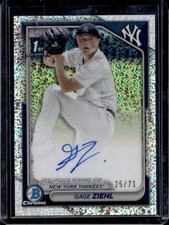 2024 Bowman Draft Gage Ziehl Chrome Auto Sparkles Refractor 1st #/71 Yankees
