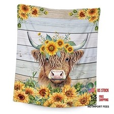 Highland Cow Blanket, Cute Cow Throw Blanket Gift for Women 50"x40" Color 1
