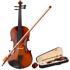 3/4 Acoustic Violin Set Beginner BassWood Violin Starter Kit Case Bow Nature