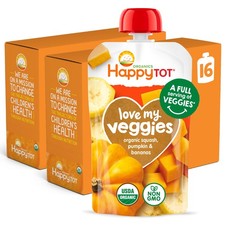 HAPPYTOT Organic Baby Food Pouches Stage 4 Gluten Free Vegan Fruit Veggie Puree
