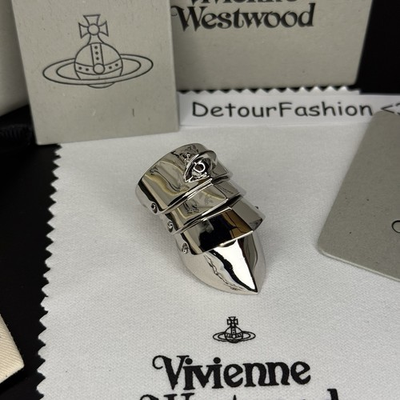 #ad Vivienne Westwood Silver Metal Armor Ring Size 6 8 WITH BOX $93.00