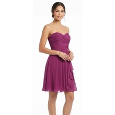 Davids Bridal Sangria Purple Strapless Chiffon Ruffle Cocktail Dress Size 4