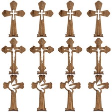 Kathfly 24 Pcs Easter Wooden Crosses for Craft 6.7 x 4.3 inches, Dark Brown 