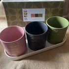 Orla Kiely Ceramic Herb Plant Pots Tray 3 Planter Boxed Multi Stem Print Boxed