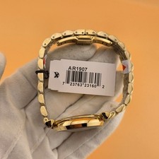 EMPORIO ARMANI WOMENS WATCH AR1907 YELLOW GOLD TONE STRAP & WHITE DIAL GENUINE