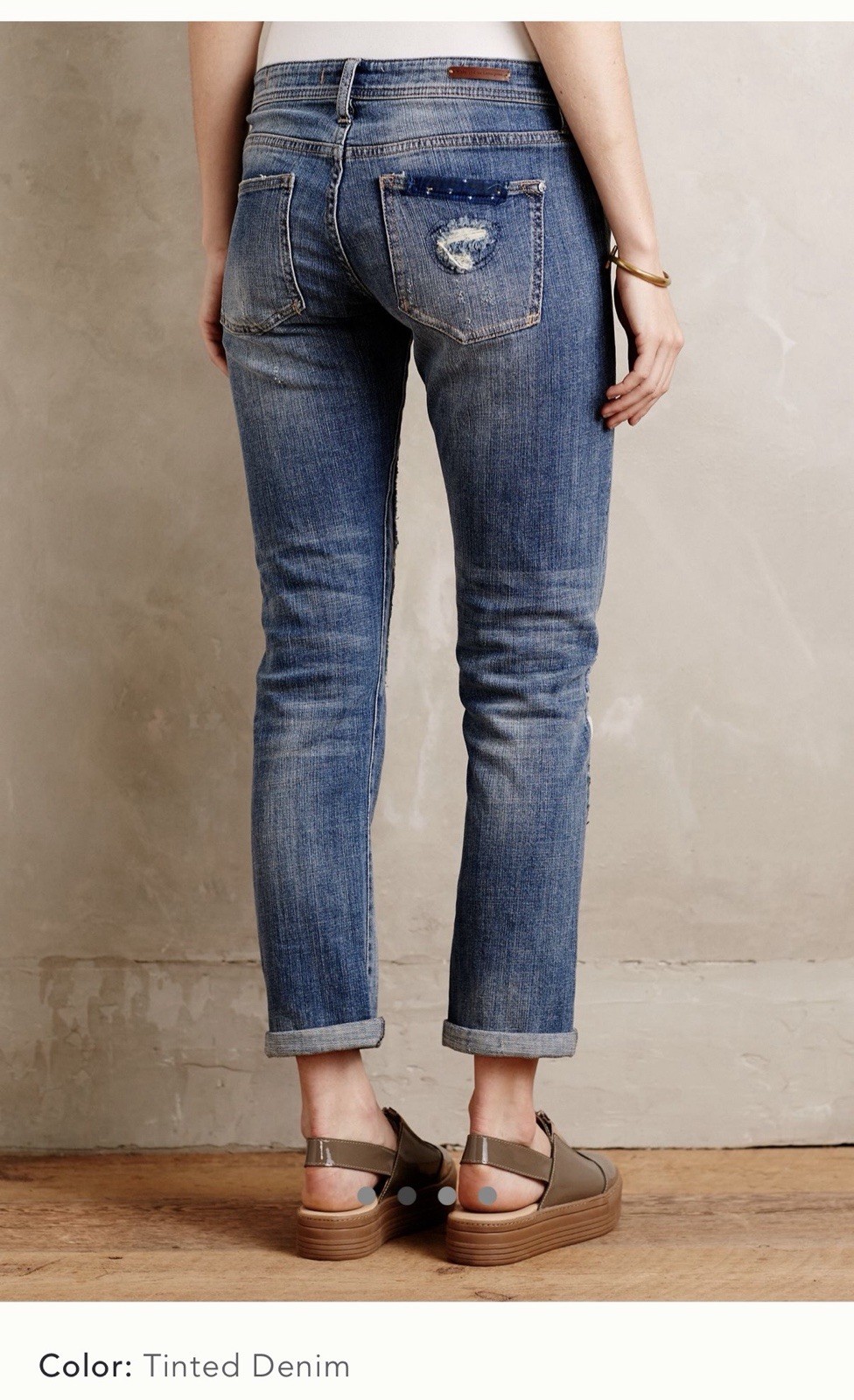 Pilcro Patchwork Distressed Straight Jeans Tinted… - image 3