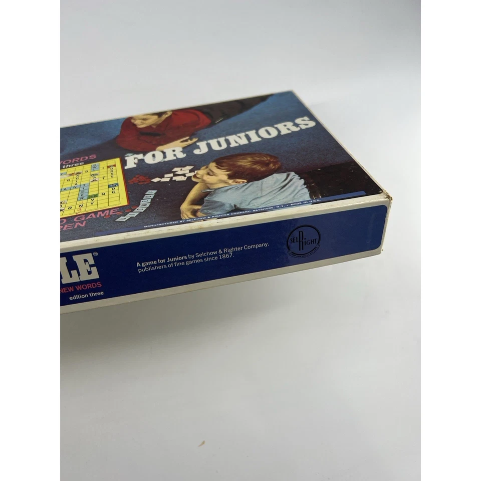 Vintage Scrabble For Juniors Crossword Game 1968 COMPLETE New Words 2 Sided - Image 2 of 4