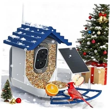 Smart Bird Feeder with Camera Solar Powered & AI Bi rd Indigo Blue