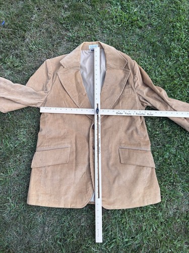 Vintage Caldor Men's Blazer Jacket Butterscotch Brown Wool Corduroy, 42 Regular - Picture 9 of 10